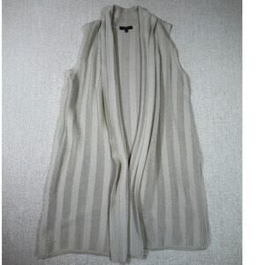 Lafayette 148 Women Small Beige Long Open Front Lagenlook Layer Duster Vest